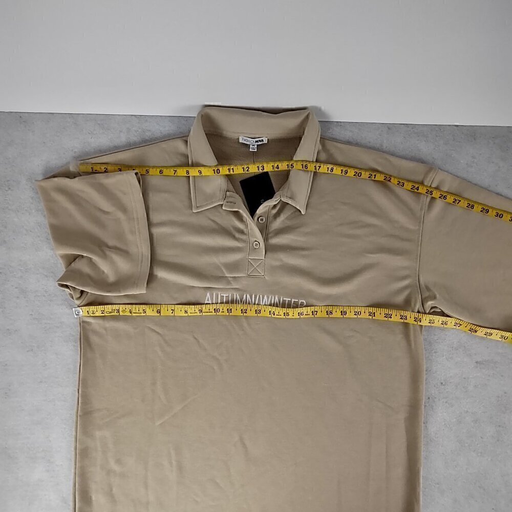 Fashion Nova Taupe One For Two T Shirt Autumn/Winter Dress Size M (NWT) - Picture 8 of 12